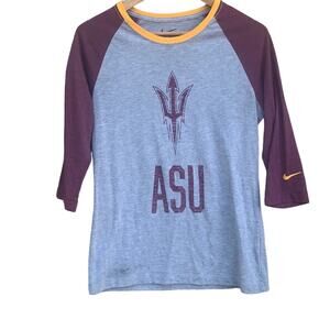 Nike ASU Arizona State Sundevils gray & burgundy raglan sleeve t-shirt large